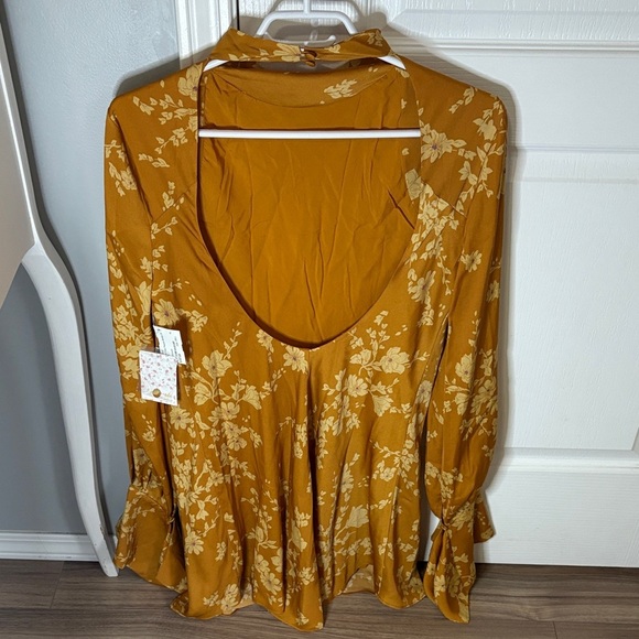Free People Mustard Floral Long Sleeve Dress - Picture 5 of 6